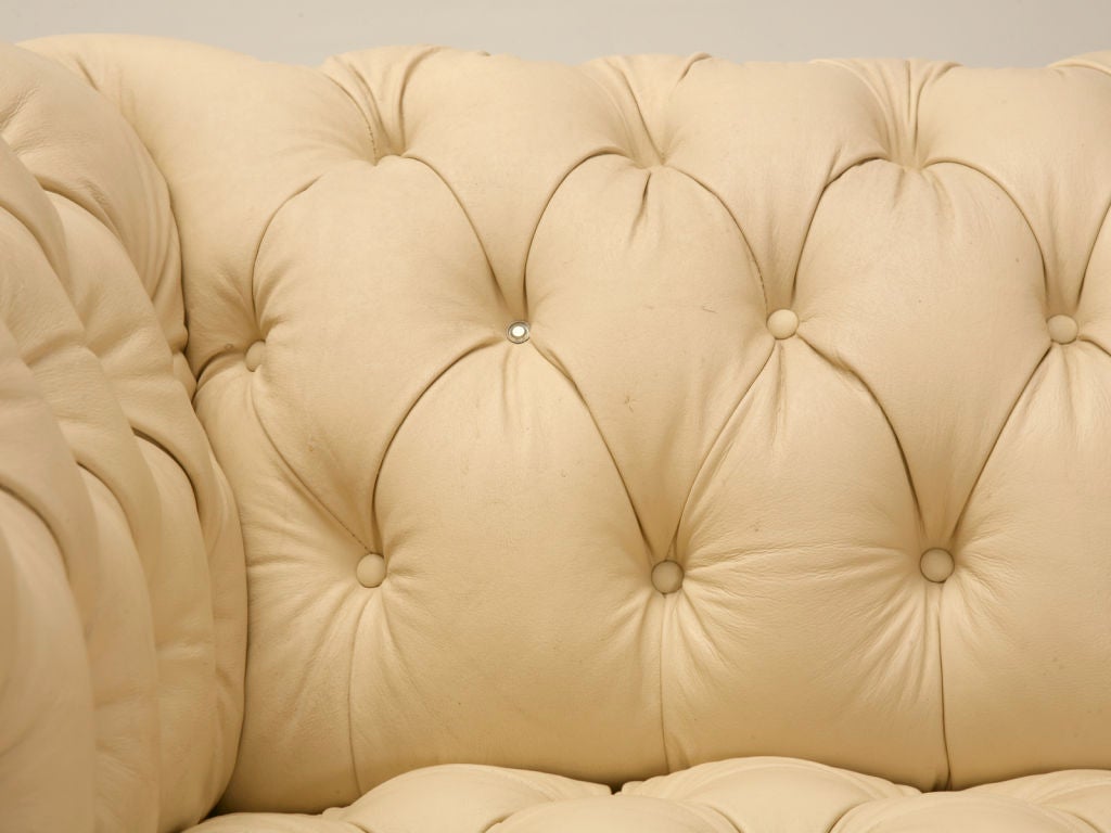 cream leather chesterfield chair