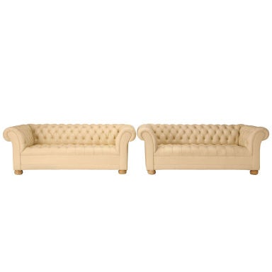 Pair of Vintage Cream Leather Chesterfield Style Sofas at 1stDibs | cream  leather chesterfield sofa, cream leather chesterfield chair, cream  chesterfield sofas