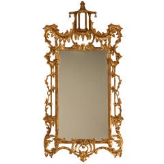 Vintage Italian Carved & Gilded Chinese Chippendale Style Mirror