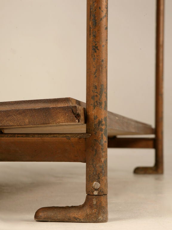 Original Antique French Wood & Steel Industrial Shelving Unit 3