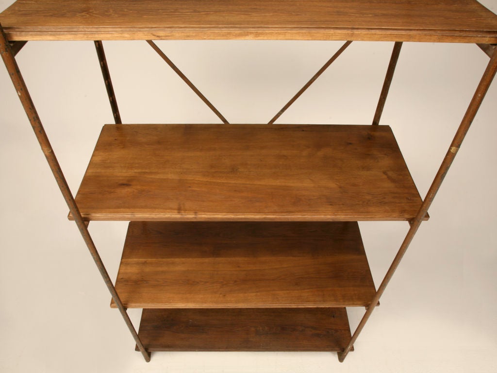 Original Antique French Wood & Steel Industrial Shelving Unit In Good Condition In Chicago, IL