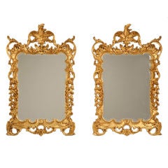 Spectacular Pair of Italian Carved & Gilded Bevelled Mirrors