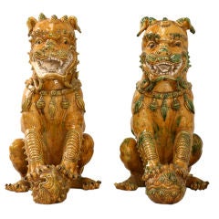 Vintage Magnificent Pair of Large Chinese Foo Dogs