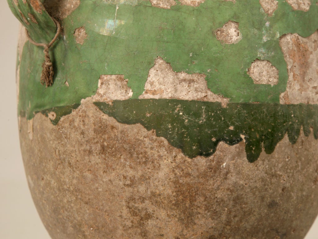 Original Antique French Confit Pot with Rare Green Glaze 2