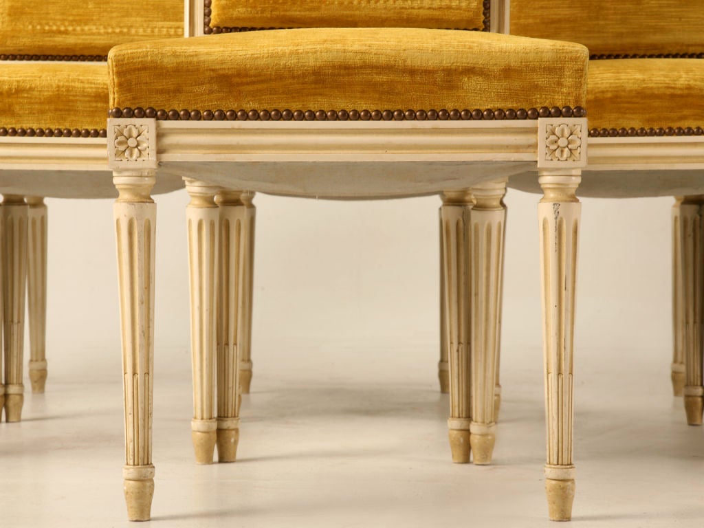 Vintage Set of Six French Louis XVI Painted Dining Chairs 2