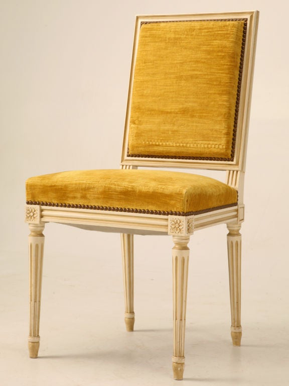 Vintage Set of Six French Louis XVI Painted Dining Chairs 5