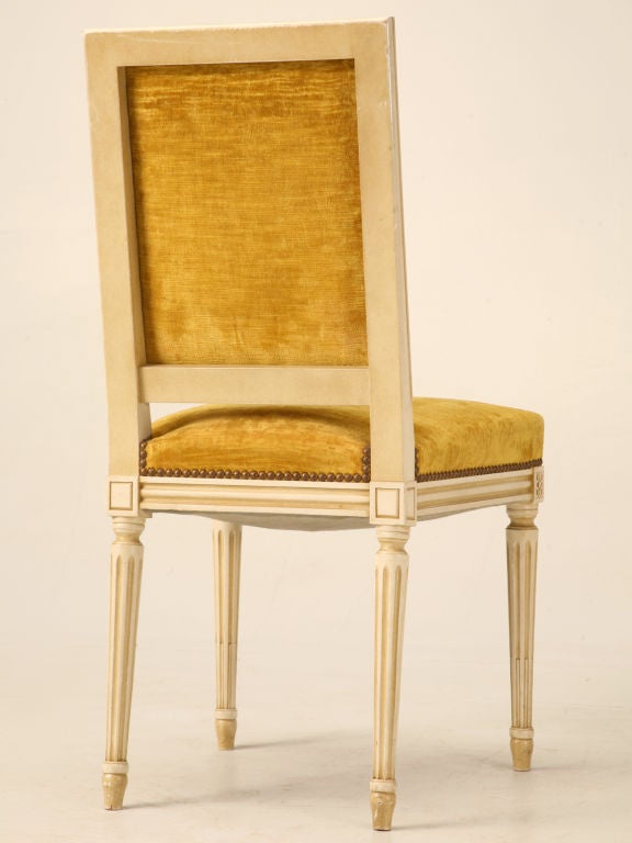 Vintage Set of Six French Louis XVI Painted Dining Chairs 6