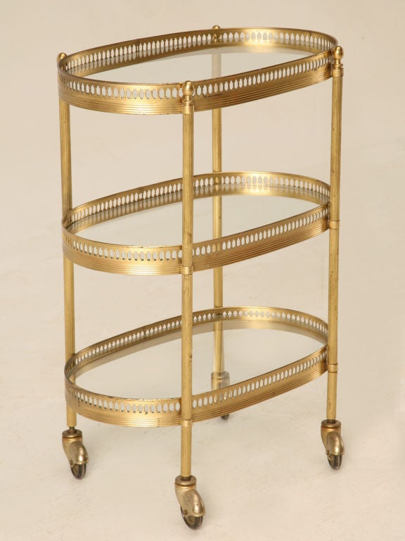 What a wonderful rarity. Though our buyers keen eye is always on the lookout for unique high quality finds, rarely do we see perfumeries. Typically much smaller than a bar cart, perfumeries like this one offer a great spot to showcase a prized