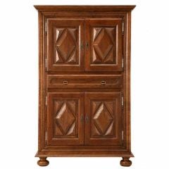 Used French Solid Oak Louis XIII Style TV or Computer Armoire