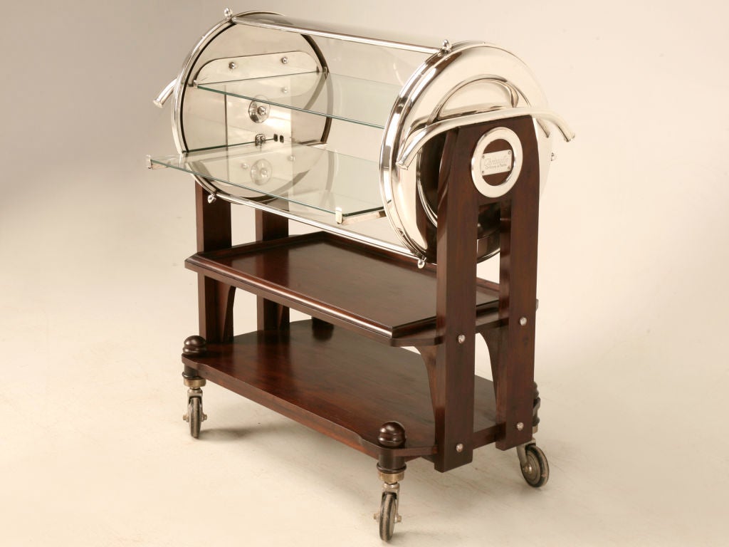 Mid-20th Century Exquisite Vintage Christofle Silver-plated Mahogany Dessert Cart