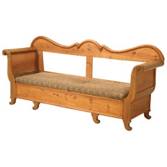 19th C. Danish Pine Sleeping Bench W/Curves in All the Right Places
