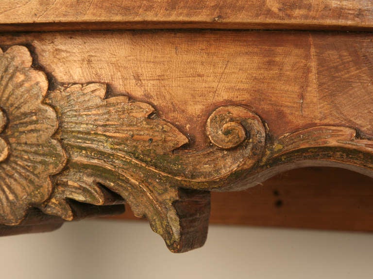 Petite Antique Norwegian Elm Console w/Original Marble & Traces of Paint 4