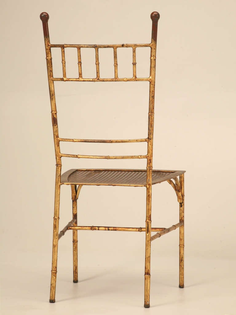 Classic MidCentury Gold Leafed Metal Faux Bamboo Side Chair at 1stDibs