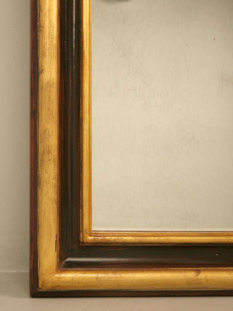 Pair of French Mirrors with Gilded Faux Grained Walnut  4