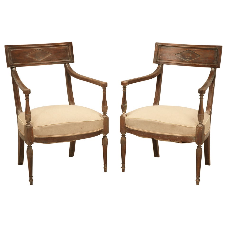 French Pair of Directoire Style Armchairs with Incredible Patina c1900