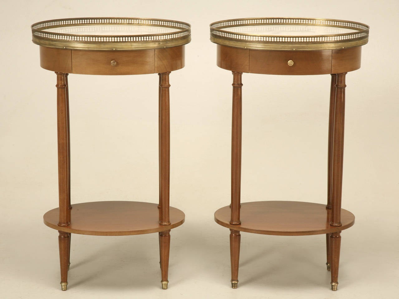 Louis XVI Style End Tables or Night Stands with Marble Tops In Good Condition In Chicago, IL