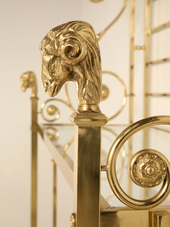 Brass Exquisite Vintage French 3 Shelf Baker's Rack w/Rams & Paw Feet