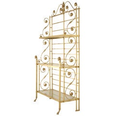 Exquisite Vintage French 3 Shelf Baker's Rack w/Rams & Paw Feet