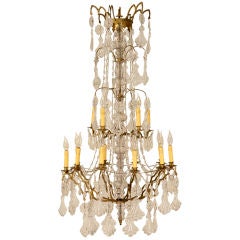 Exquisite Circa 1850 French 15 Light Chandelier w/Molded Glass
