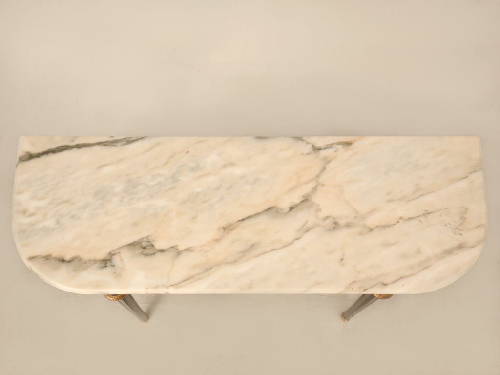 Unknown Fancy Vintage French Louis XVI Style Console Table w/Marble Top
