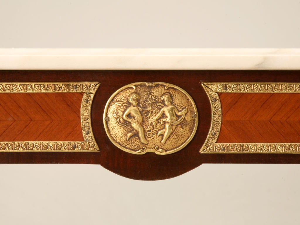 Fancy Vintage French Louis XVI Style Console Table w/Marble Top 1