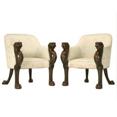 Ravishing Pair of Vintage Hollywood Panther Adorned Tub Chairs