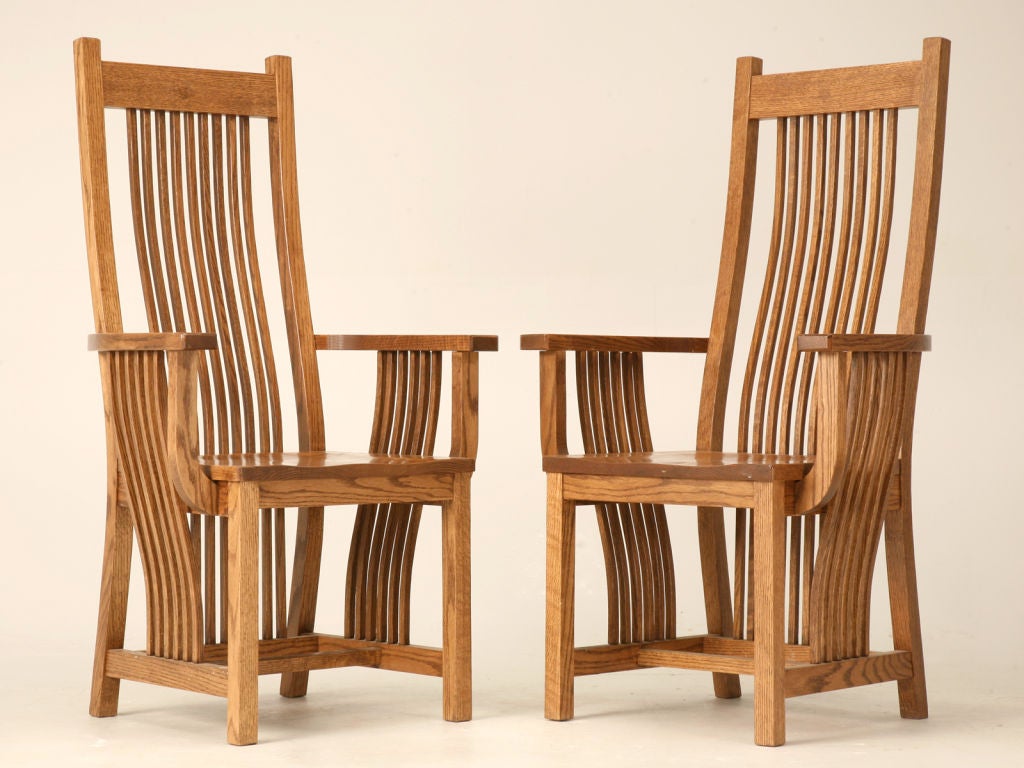 Set of 4 Vintage Oak Mission Style Dining Chairs at 1stDibs