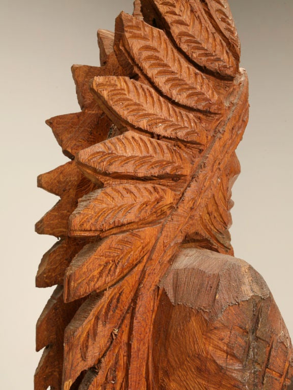 Folk Art Vintage Carved 6' Wood Indian by Don Colp (Signed)