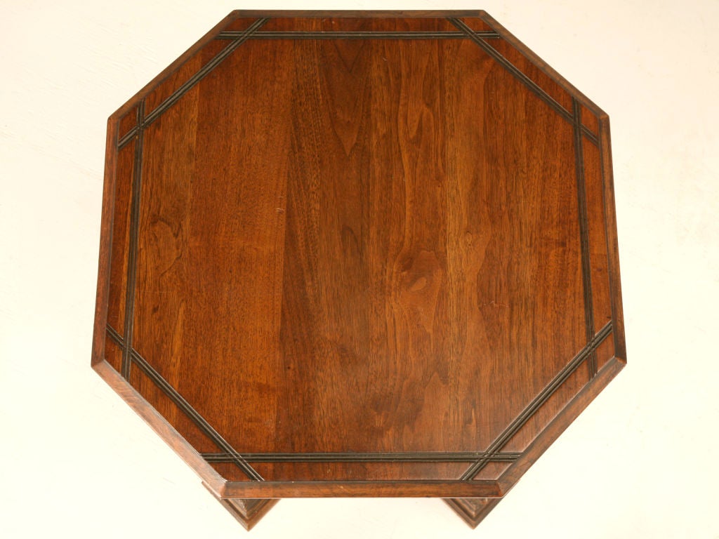 19th Century Octagonal Antique Walnut Gueridon or Lamp Table w/Carved Figures