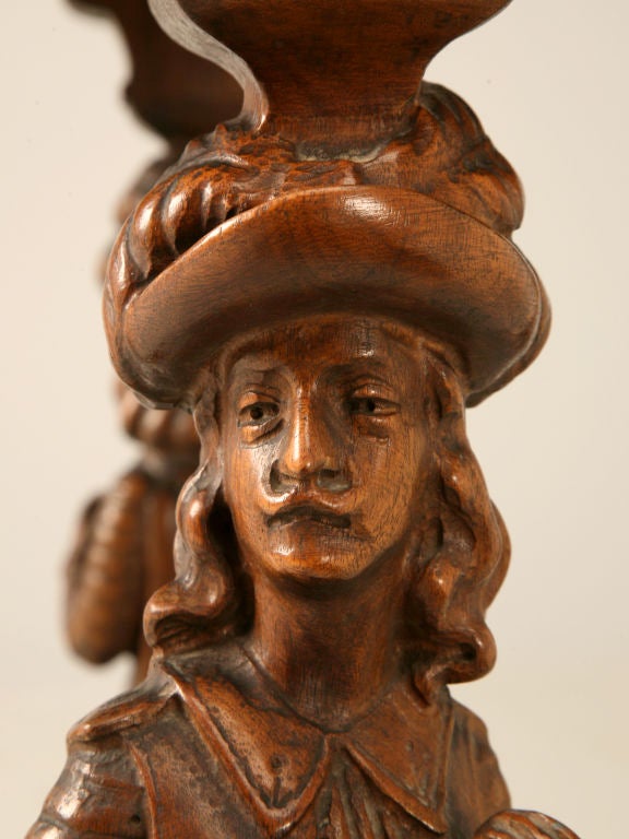 Octagonal Antique Walnut Gueridon or Lamp Table w/Carved Figures 4