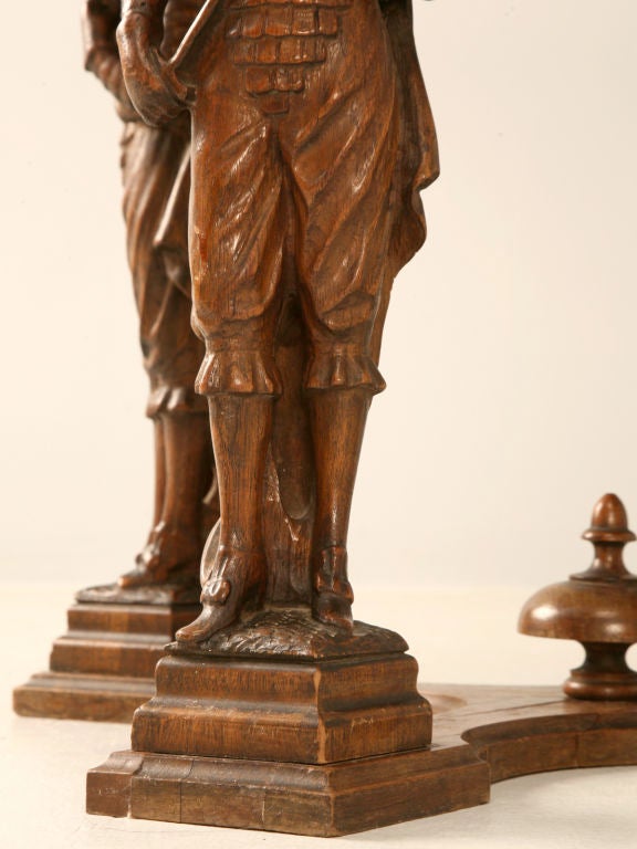 Octagonal Antique Walnut Gueridon or Lamp Table w/Carved Figures 5