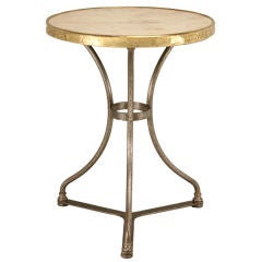 Original Used French Brass, Marble, & Steel Bistro/Cafe Table