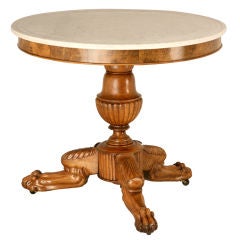 Stunning Antique French Burled Walnut Center Hall Table/Gueridon