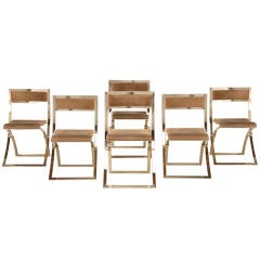 Vintage Set of 6 Italian Folding Chairs by Marcello Cuneo; Mobel Italia