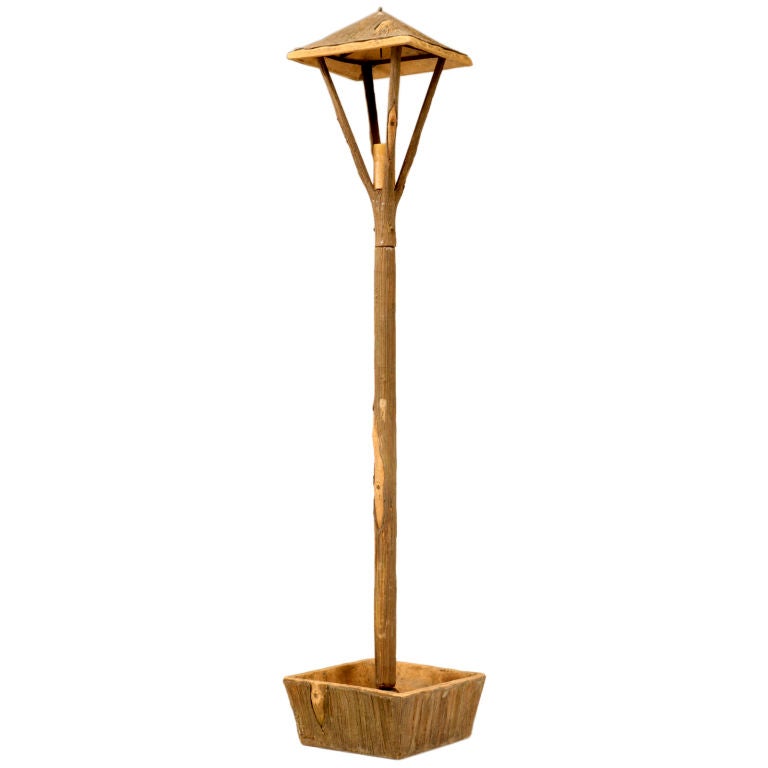 Original Antique French Faux Bois or Rustification Garden Lamp For Sale