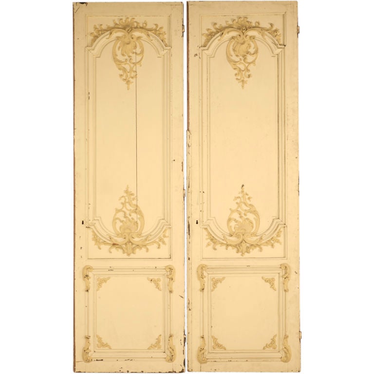 Magnificent Pair of French Original Paint Chateau Doors