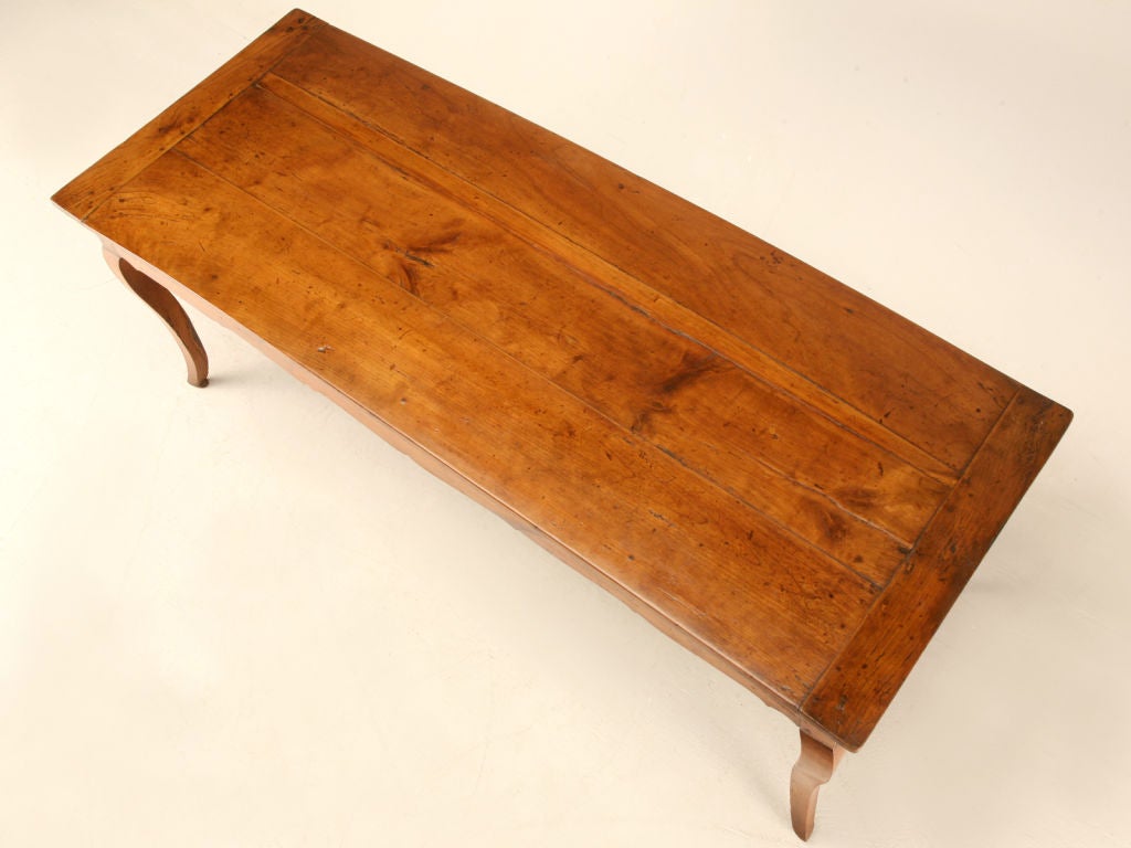 Original 18th C. French Cherry Farm Table w/Drawer & Breadboard