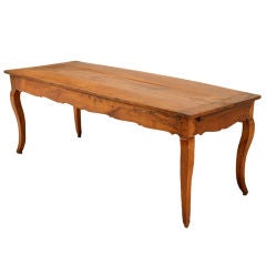 Original 18th C. French Cherry Farm Table w/Drawer & Breadboard