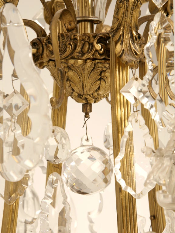 Bronze Spectacular Large French Baroque 8 light Cut Crystal Chandeler