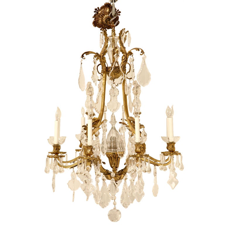 Spectacular Large French Baroque 8 light Cut Crystal Chandeler