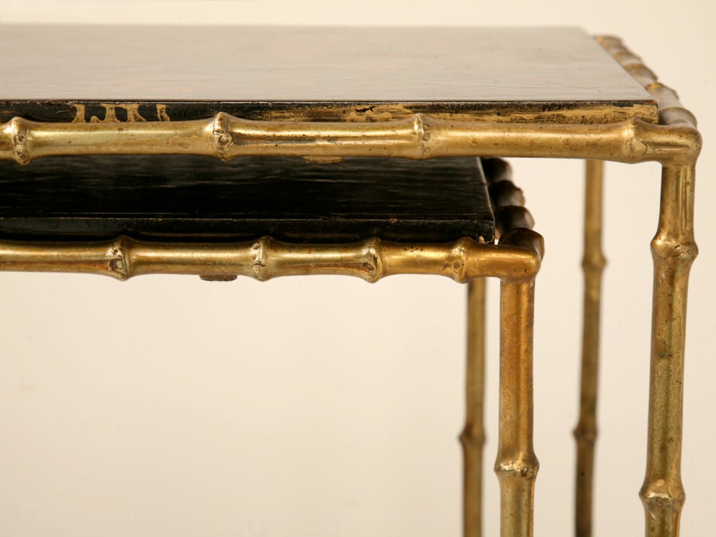 Exquisite Vintage French Bagues Nesting Tables w/Chinoiserie Top 3