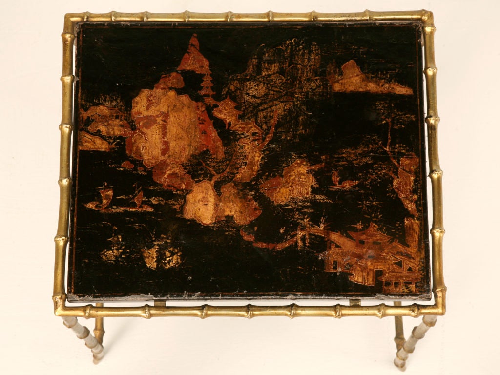 Exquisite Vintage French Bagues Nesting Tables w/Chinoiserie Top 4