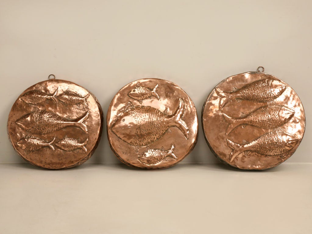 Old Copper Fish Decorated Food or Terrine Mold with Zinc Lining 6