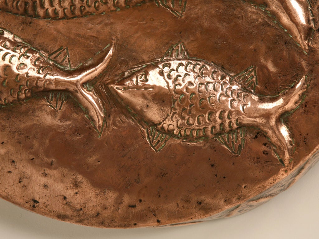 Old Copper Fish Decorated Food or Terrine Mold with Zinc Lining 3