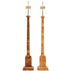 Vintage Pair of Italian Alabaster Floor Lamps by Marbro Lamp Co.