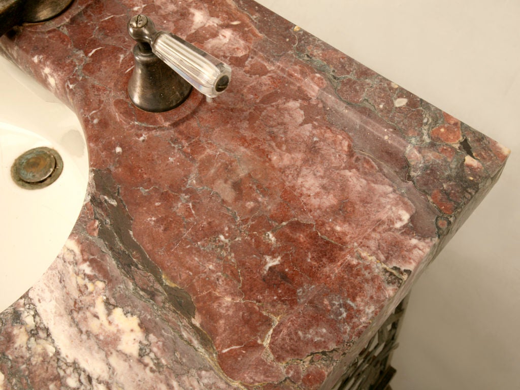American Vintage Bronze Organic Relief Vanity w/Original Marble Surround