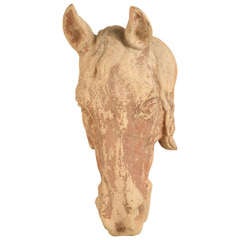 Tête de cheval en poterie française ancienne originale par Casimir Douarche (1 de 2)