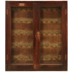 Original Glazed Antique English Mahogany "Main Works & Gates" Key Cabinet