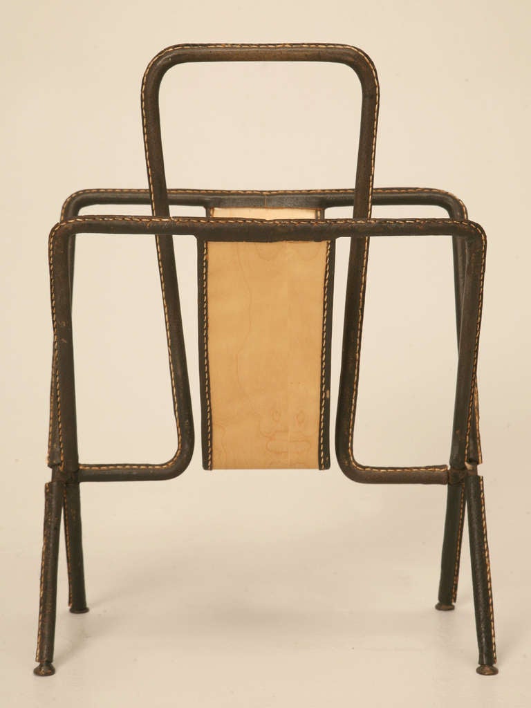 Jacque Adnet Leather Magazine Rack