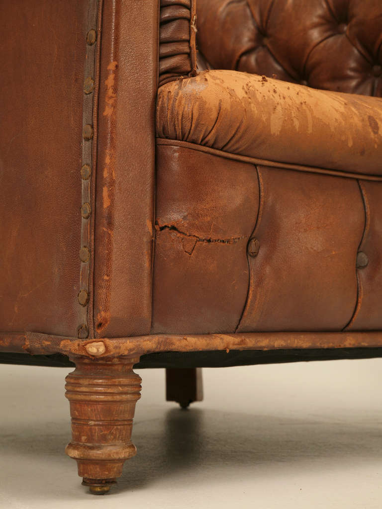 Classic Pair of All-Original Chesterfield Leather Chairs, circa 1900 3